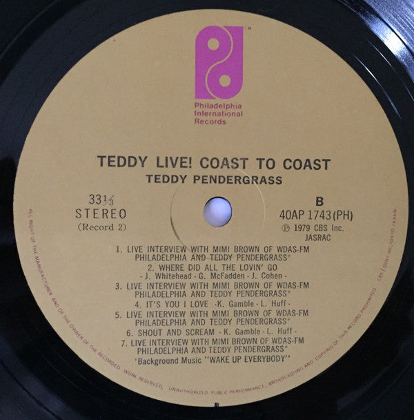 Teddy Pendergrass - Live! Coast To Coast (2xVinyl, LP, Album, Stereo) Very Good Plus (VG+) / Very Good (VG)