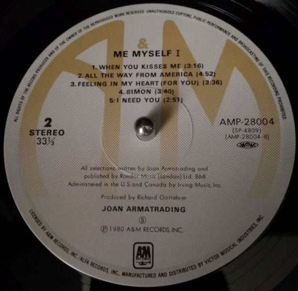 Joan Armatrading - Me Myself I (Vinyl, LP, Album) Very Good (VG) / Very Good (VG)