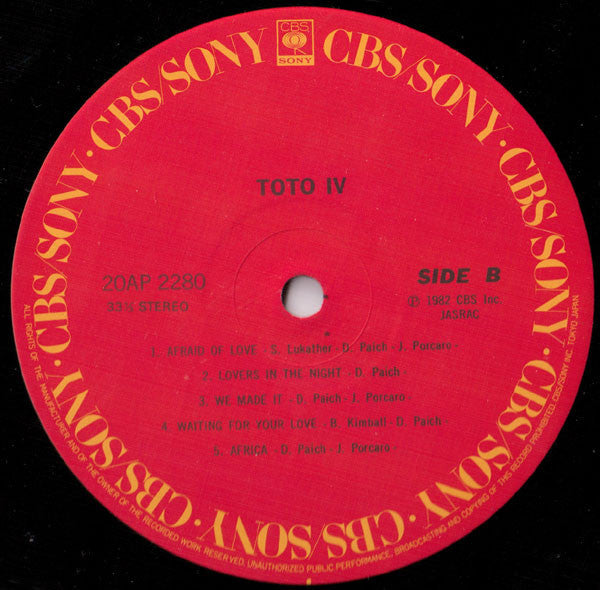 Toto - Toto IV (Vinyl, LP, Album, Stereo)