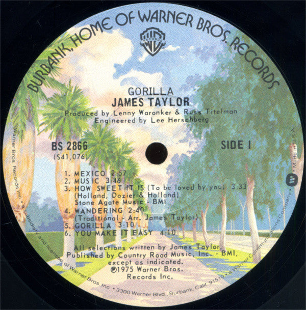James Taylor (2) - Gorilla (Vinyl, LP, Album, Repress) Good Plus (G+) / Very Good Plus (VG+)