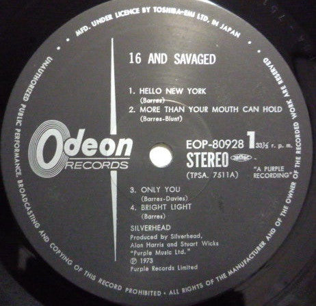 Silverhead - 16 And Savaged (Vinyl, LP, Album, Stereo)