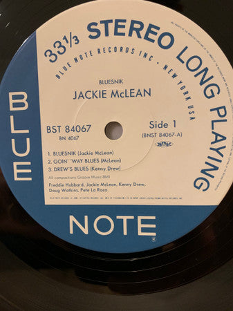 Jackie McLean - Bluesnik (Vinyl, LP, Album, Stereo, Reissue, Limited Edition) Near Mint (NM or M-) / Near Mint (NM or M-)