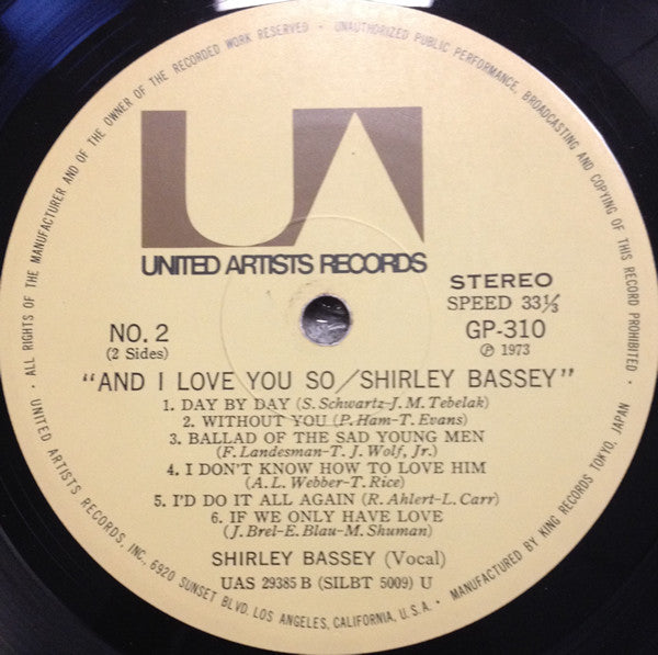 Shirley Bassey - And I Love You So (Vinyl, LP, Album) Very Good (VG) / Very Good (VG)