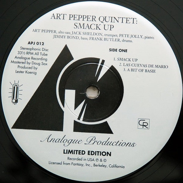 Art Pepper Quintet - Smack Up (Vinyl, LP, Album, Limited Edition, Numbered, Reissue, Stereo) Very Good Plus (VG+) / Near Mint (NM or M-)