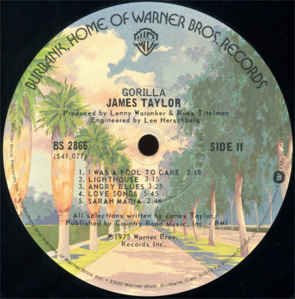 James Taylor (2) - Gorilla (Vinyl, LP, Album, Repress) Good Plus (G+) / Very Good Plus (VG+)