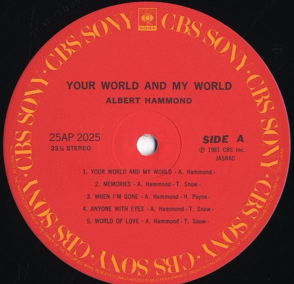 Albert Hammond - Your World And My World (Vinyl, LP, Album)