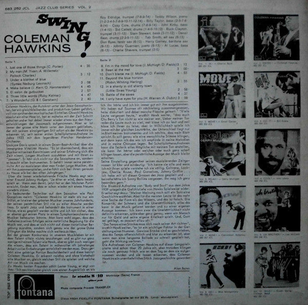 Coleman Hawkins - Swing! (Vinyl, LP, Compilation) Very Good (VG) / Very Good (VG)