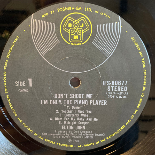 Elton John - Don't Shoot Me I'm Only The Piano Player (Vinyl, LP, Album, Reissue, Stereo) Very Good (VG) / Good (G)