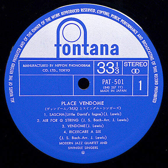 Les Swingle Singers - Place Vendôme (Vinyl, LP, Album, Limited Edition, Reissue) Very Good (VG) / Very Good (VG)