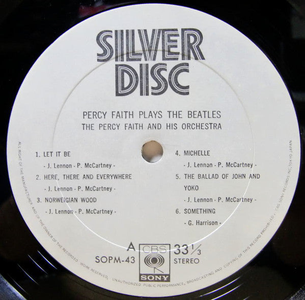 Percy Faith & His Orchestra - Percy Faith Plays The Beatles (Vinyl, LP, Special Edition) Very Good Plus (VG+) / Very Good Plus (VG+)