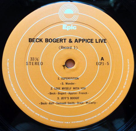 Beck, Bogert & Appice - Beck, Bogert & Appice Live (Vinyl, LP, Album)