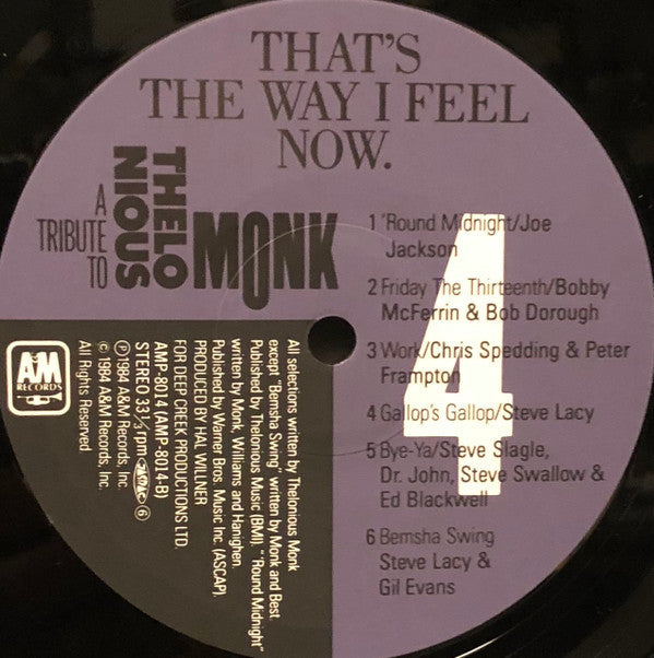 Various - That's The Way I Feel Now - A Tribute To Thelonious Monk ...