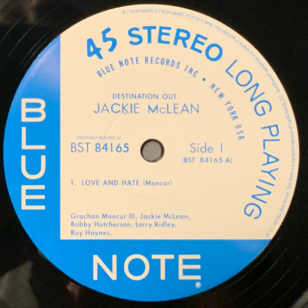 Jackie McLean - Destination... Out! (2xVinyl, 12", 45 RPM, Album, Limited Edition, Reissue, Remastered, Stereo) Very Good (VG) / Very Good Plus (VG+)
