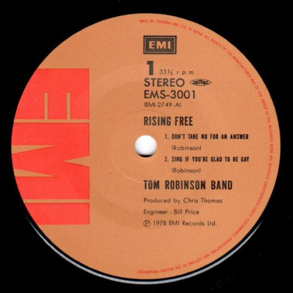 Tom Robinson Band - Rising Free.... (Vinyl, 7", 33 ⅓ RPM, EP) Very Good Plus (VG+) / Very Good Plus (VG+)