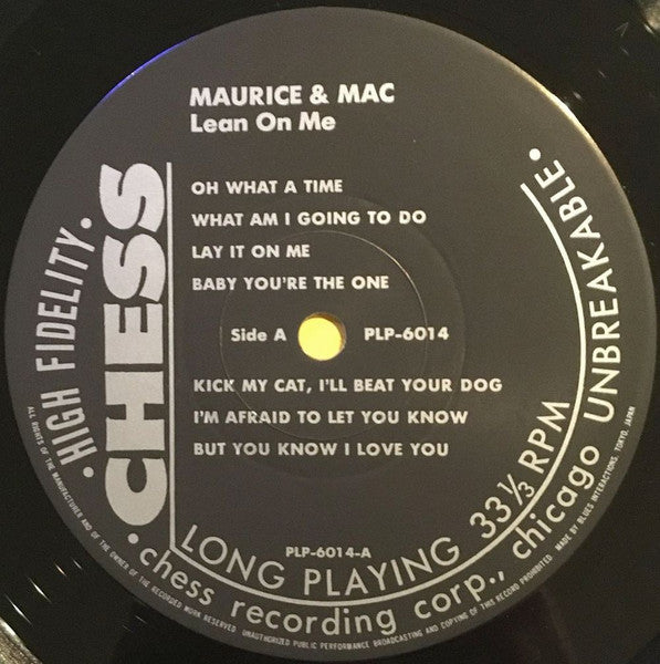 Maurice & Mac - Lean On Me (Vinyl, LP, Album, Reissue) Very Good Plus (VG+) / Very Good (VG)