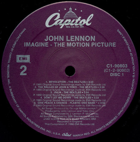 John Lennon - Imagine (Music From The Original Motion Picture) (2xVinyl, LP, Compilation) Very Good Plus (VG+) / Very Good (VG)