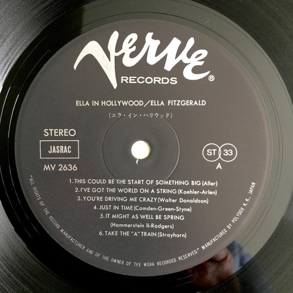 Ella Fitzgerald - Ella In Hollywood (Vinyl, LP, Album, Reissue, Stereo) Very Good Plus (VG+) / Very Good Plus (VG+)