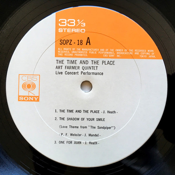 Art Farmer Quintet - The Time And The Place (Vinyl, LP, Album, Reis...