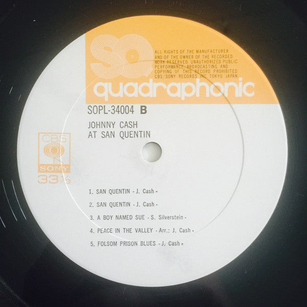 Johnny Cash - Johnny Cash At San Quentin (Vinyl, LP, Album, Quadraphonic) Very Good (VG) / Very Good (VG)