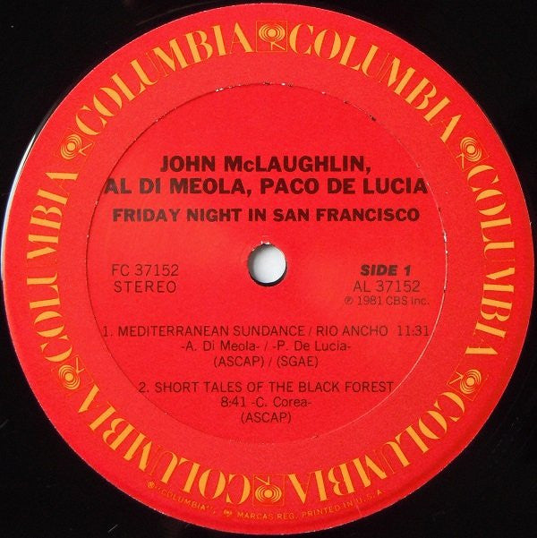 Al Di Meola - Friday Night In San Francisco (Vinyl, LP, Album) Good Plus (G+) / Very Good (VG)