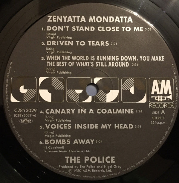 The Police - Zenyatta Mondatta (Vinyl, LP, Album, Reissue) Very Good Plus (VG+) / Very Good Plus (VG+)