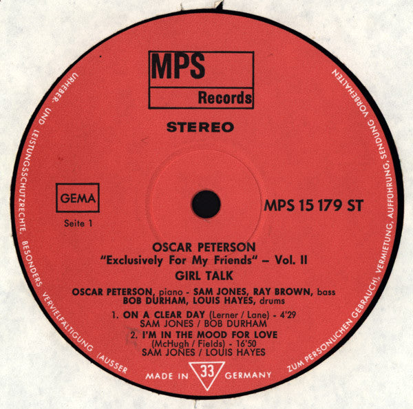 Oscar Peterson - Girl Talk (Vinyl, LP, Album) Very Good Plus (VG+) / Good Plus (G+)