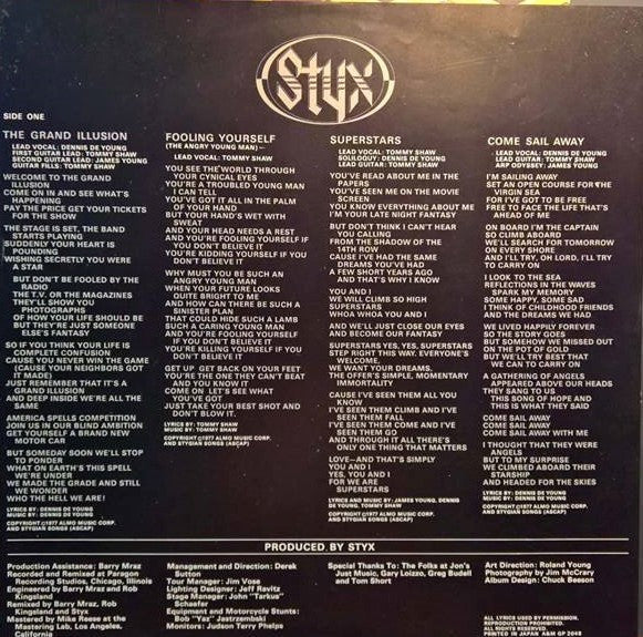 Styx - The Grand Illusion (Vinyl, LP, Album) Very Good Plus (VG+) / Very Good Plus (VG+)