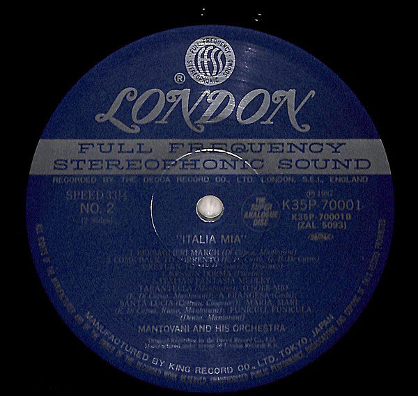 Mantovani And His Orchestra - Italia Mia (Vinyl, LP, Reissue, Stereo) Very Good (VG) / Good Plus (G+)
