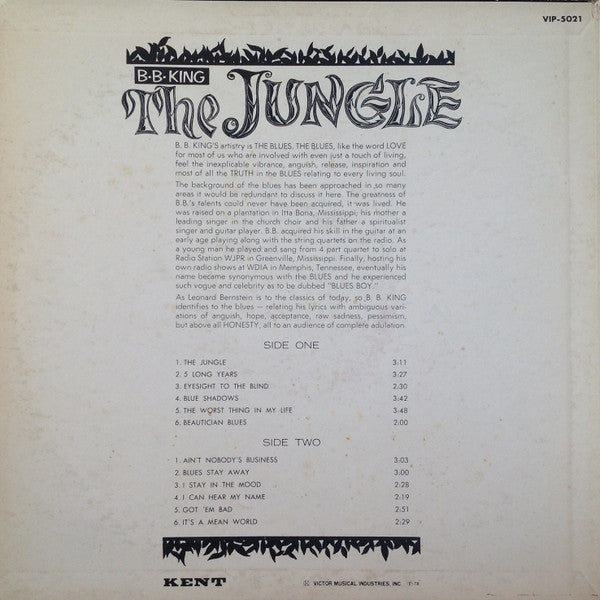 B.B. King - The Jungle = ジャングル (Vinyl, LP, Album, Reissue, Stereo) Very Good Plus (VG+) / Very Good Plus (VG+)