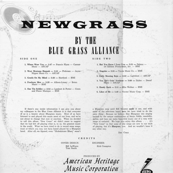 The Bluegrass Alliance - Newgrass (Vinyl, LP, Album) Very Good (VG) / Very Good Plus (VG+)