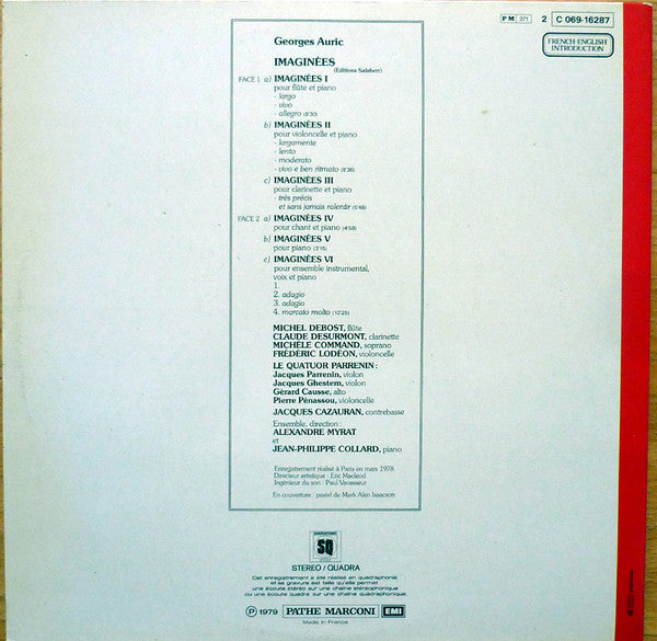 Georges Auric - Imaginées (Vinyl, LP, Album, Quadraphonic) Very Good Plus (VG+) / Very Good Plus (VG+)