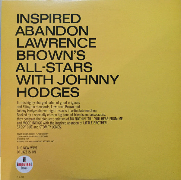 Lawrence Brown's All-Stars - Inspired Abandon (Vinyl, LP, Album, Reissue, Stereo) Very Good Plus (VG+) / Very Good Plus (VG+)