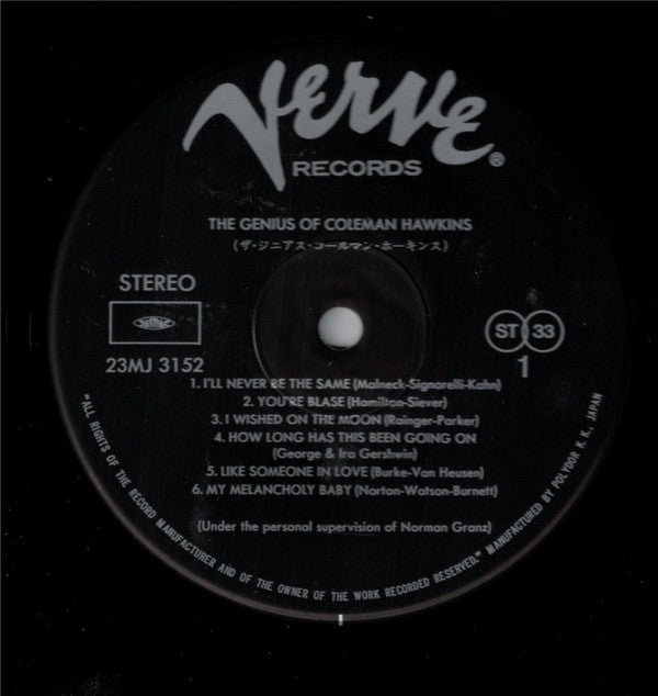 Coleman Hawkins - The Genius Of Coleman Hawkins (Vinyl, LP, Album, ...
