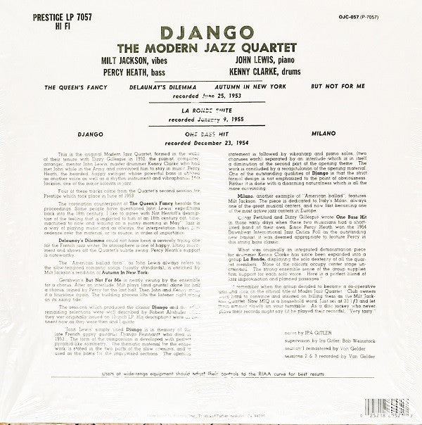 The Modern Jazz Quartet - Django (Vinyl, LP, Album, Reissue) Very Good (VG) / Very Good Plus (VG+)