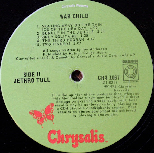 Jethro Tull - War Child (Vinyl, Album, Quadraphonic, LP) Very Good (VG) / Fair (F)