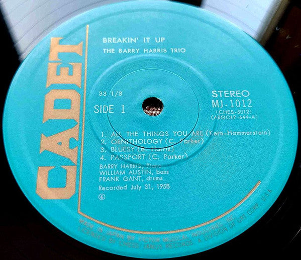 Barry Harris Trio - Breakin' It Up (Vinyl, LP, Album, Limited Edition, Reissue, Special Edition) Very Good Plus (VG+) / Very Good Plus (VG+)