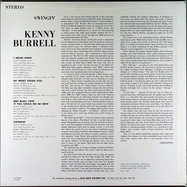 Kenny Burrell - Swingin' (Vinyl, LP, Album, Limited Edition) Very Good Plus (VG+) / Very Good (VG)