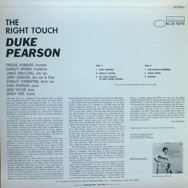 Duke Pearson - The Right Touch (Vinyl, LP, Album, Limited Edition, Reissue, Stereo) Near Mint (NM or M-) / Very Good Plus (VG+)