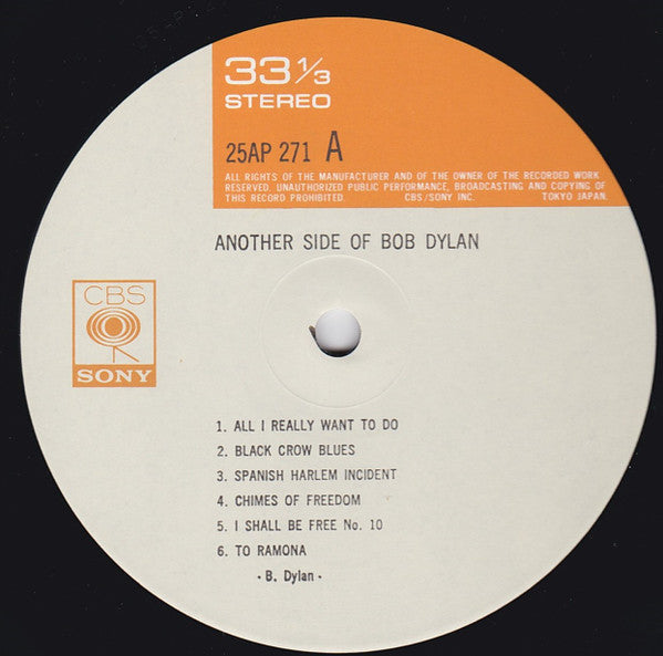Bob Dylan - Another Side Of Bob Dylan (Vinyl, LP, Album, Reissue, Stereo) Very Good Plus (VG+) / Good Plus (G+)