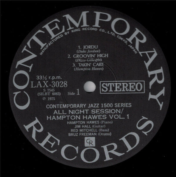 Hampton Hawes Quartet - All Night Session, Vol. 1 (Vinyl, LP, Album, Limited Edition, Reissue, Stereo) Very Good Plus (VG+) / Very Good Plus (VG+)