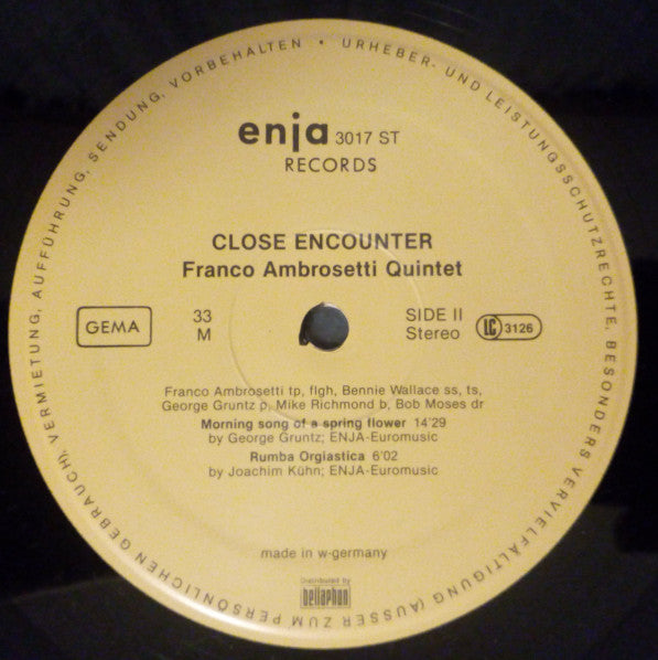 Franco Ambrosetti Quintet - Close Encounter (Vinyl, LP, Album, Stereo) Very Good Plus (VG+) / Very Good Plus (VG+)