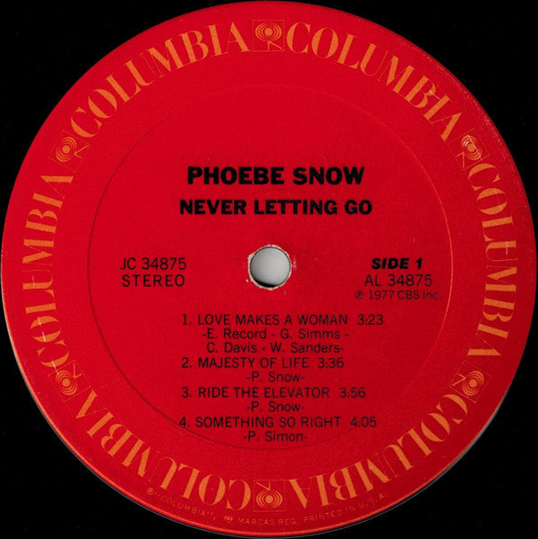 Phoebe Snow - Never Letting Go (Vinyl, LP, Album) Very Good (VG) / Very Good (VG)