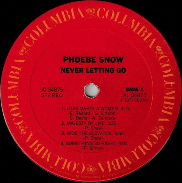 Phoebe Snow - Never Letting Go (Vinyl, LP, Album) Very Good (VG) / Very Good (VG)