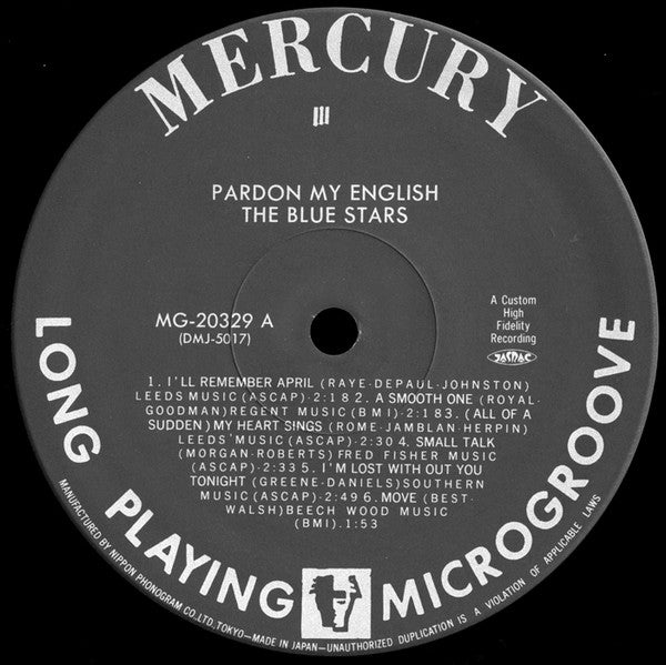 Les Blue Stars - Pardon My English (Vinyl, LP, Album, Limited Edition, Reissue, Mono) Very Good Plus (VG+) / Very Good Plus (VG+)