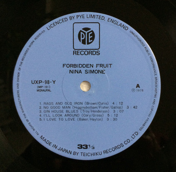 Nina Simone - Forbidden Fruit (Vinyl, LP, Album, Reissue, Mono) Very Good Plus (VG+) / Very Good (VG)
