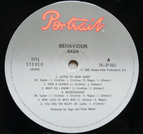 Saga (3) - Behaviour (Vinyl, LP, Album) Very Good Plus (VG+) / Very Good (VG)