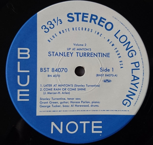 Stanley Turrentine - Up At "Minton's", Vol. 2 (Vinyl, LP, Album, Limited Edition, Reissue, Stereo) Near Mint (NM or M-) / Near Mint (NM or M-)