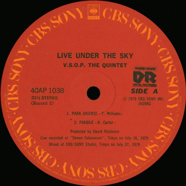 The V.S.O.P. Quintet - Live Under The Sky (2xVinyl, LP, Album) Near Mint (NM or M-) / Very Good Plus (VG+)