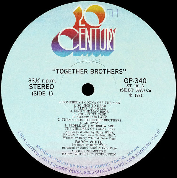 Barry White - Together Brothers (Vinyl, LP, Album) Very Good (VG) / Very Good (VG)