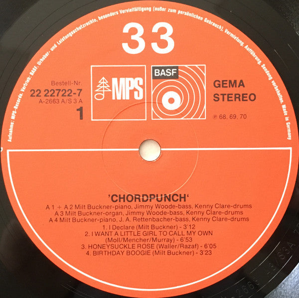 Milt Buckner - Chordpunch (2xVinyl, LP, Album, Compilation, Stereo) Very Good Plus (VG+) / Very Good Plus (VG+)